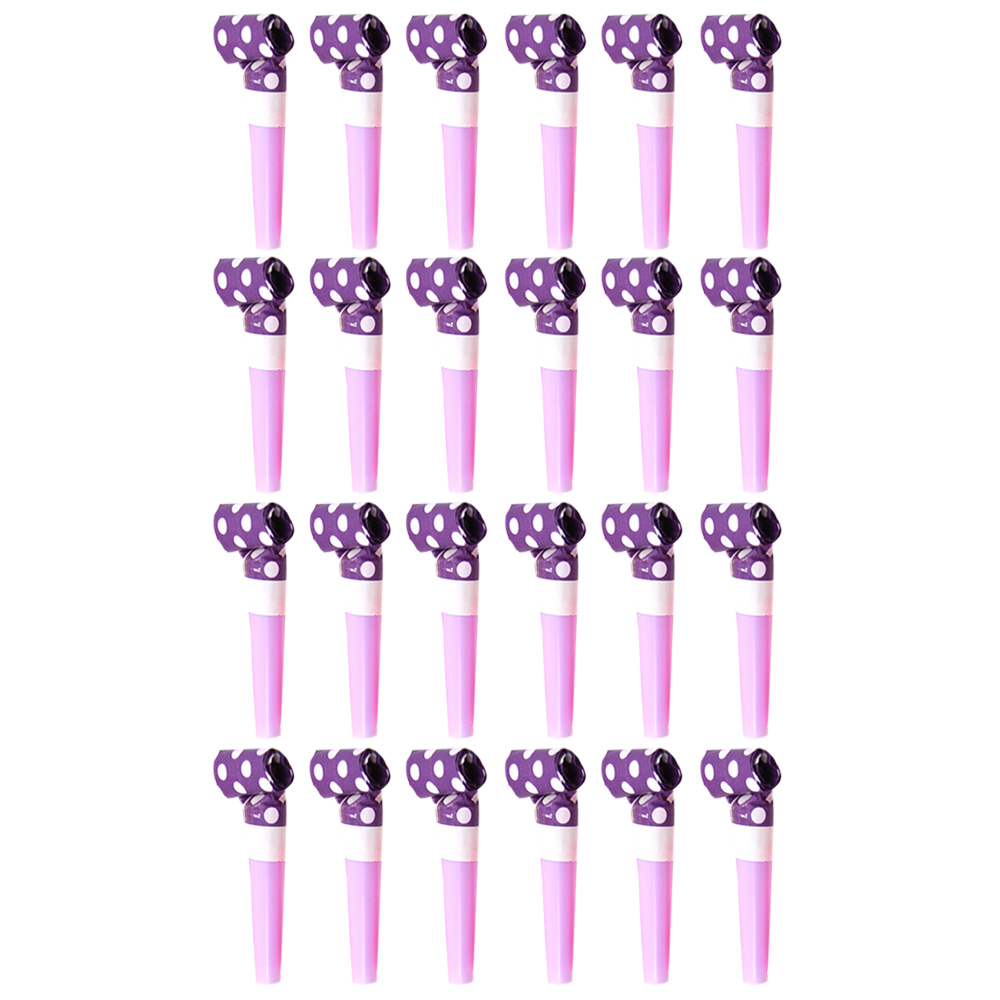 24 Pieces Party Blower Party Horns Noisemakers Whistles Party Squawkers Fringed Noise Maker Blowouts for Birthday Graduation Sporting Events Party Favors Supplies -purple
